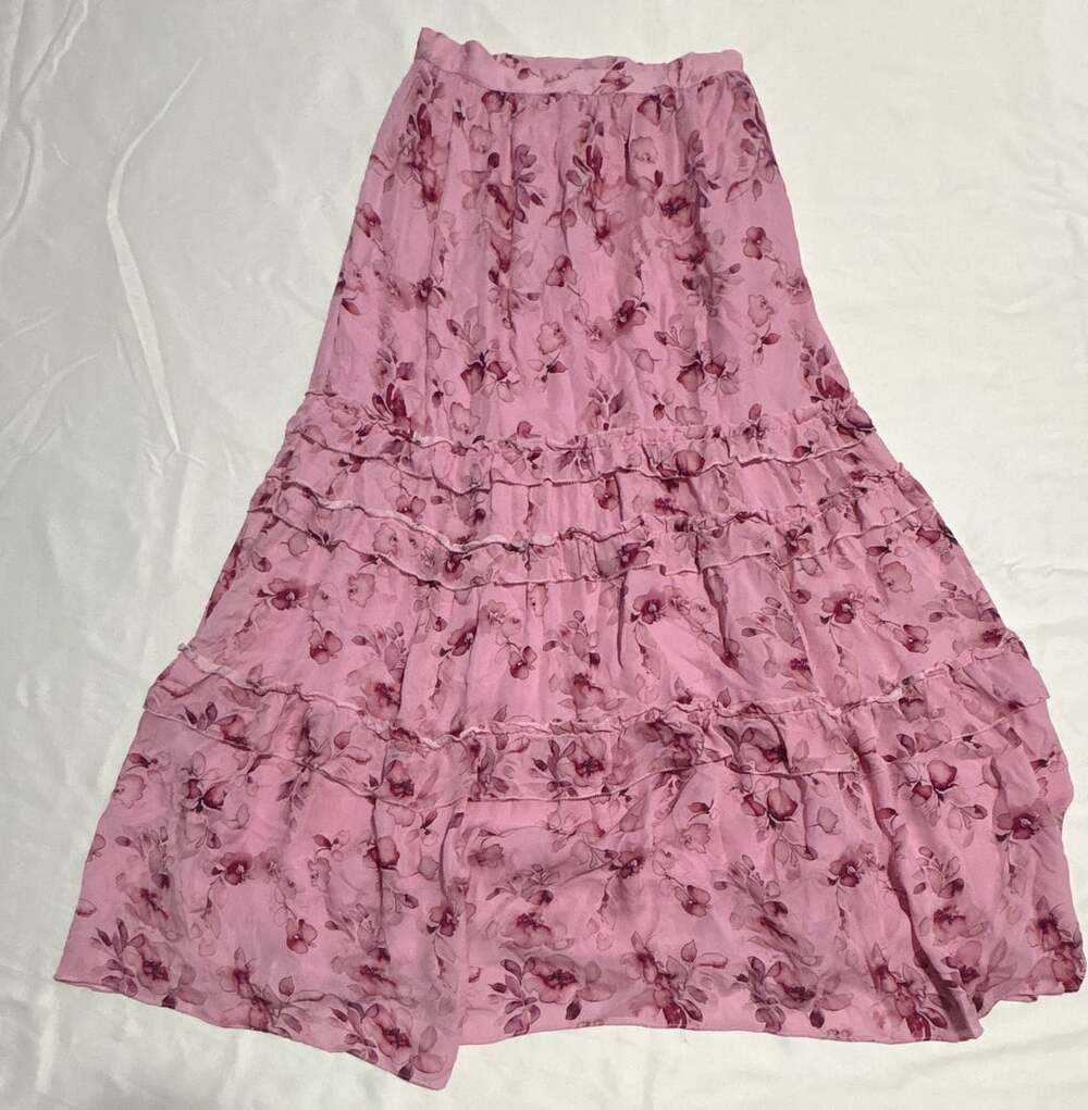 Cami NYC Liu Floral Silk Tiered-Ruffle Maxi Skirt Size S